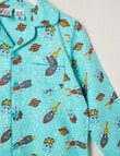 Sleep Mode Space Explorer Flannel PJ Set, Aqua, 2-8 product photo View 02 S