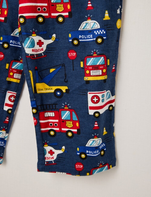 Sleep Mode Emergency Flannel PJ Set, Dark Blue, 2-8 product photo View 03 L