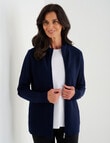Ella J Merino Rib Zip Cardigan, Navy product photo