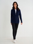 Ella J Merino Rib Zip Cardigan, Navy product photo View 03 S