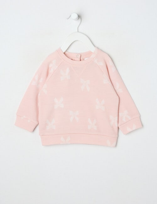 Teeny Weeny Merino Fashion Long-Sleeve Bow Sweatshirt, Pink product photo