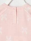 Teeny Weeny Merino Fashion Long-Sleeve Bow Sweatshirt, Pink product photo View 02 S
