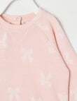 Teeny Weeny Merino Fashion Long-Sleeve Bow Sweatshirt, Pink product photo View 03 S