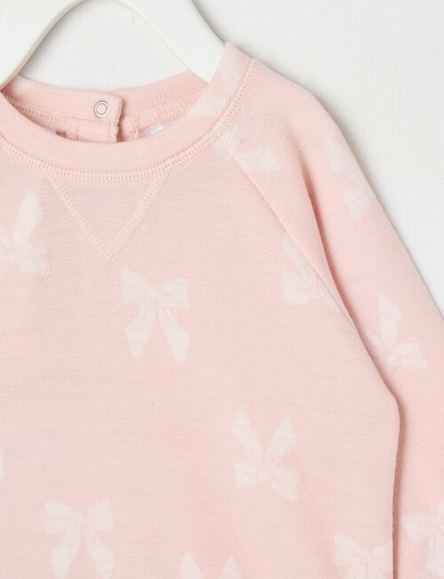Teeny Weeny Merino Fashion Long-Sleeve Bow Sweatshirt, Pink product photo View 03 L