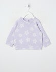 Teeny Weeny Merino Fashion Long-Sleeve Flower Sweatshirt, Lilac product photo