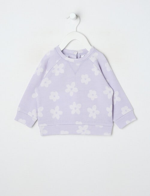 Teeny Weeny Merino Fashion Long-Sleeve Flower Sweatshirt, Lilac product photo