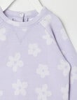 Teeny Weeny Merino Fashion Long-Sleeve Flower Sweatshirt, Lilac product photo View 03 S