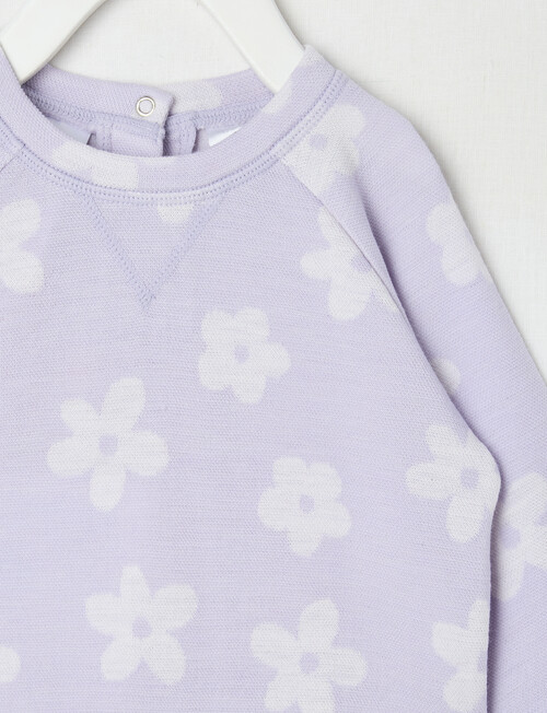 Teeny Weeny Merino Fashion Long-Sleeve Flower Sweatshirt, Lilac product photo View 03 L