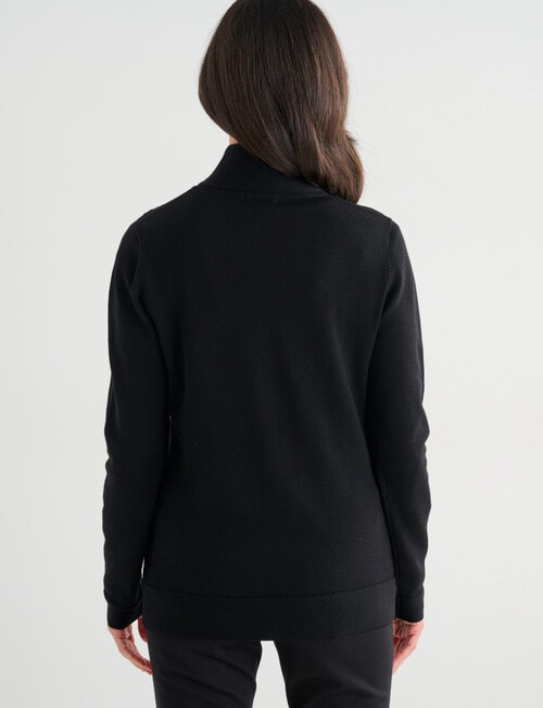 Ella J Merino Rib Zip Cardigan, Black product photo View 02 L