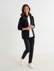 Ella J Merino Rib Zip Cardigan, Black product photo View 03 S