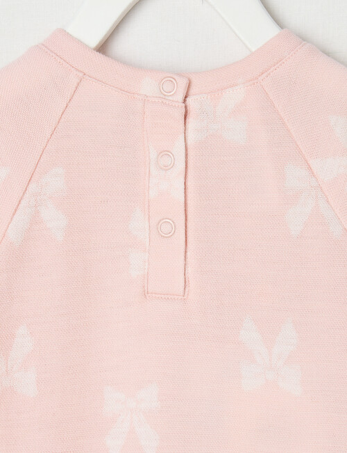 Teeny Weeny Merino Fashion Long-Sleeve Bow Dress, Pink product photo View 02 L