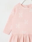 Teeny Weeny Merino Fashion Long-Sleeve Bow Dress, Pink product photo View 03 S
