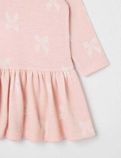 Teeny Weeny Merino Fashion Long-Sleeve Bow Dress, Pink product photo View 04 L