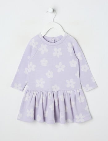 Teeny Weeny Merino Fashion Long-Sleeve Flower Dress, Lilac product photo
