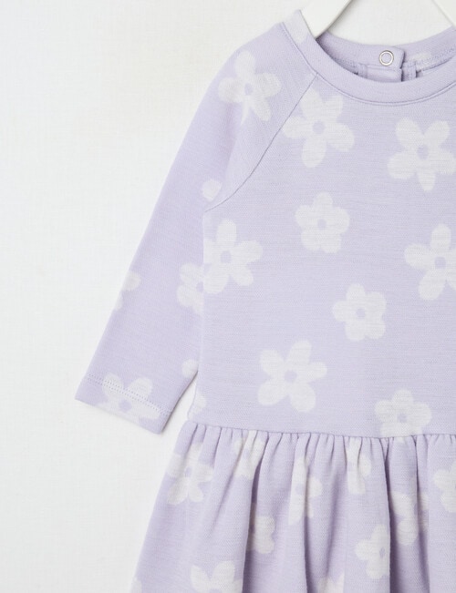 Teeny Weeny Merino Fashion Long-Sleeve Flower Dress, Lilac product photo View 03 L
