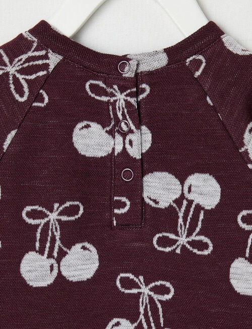 Teeny Weeny Merino Fashion Long-Sleeve Cherry Dress, Cherry product photo View 02 L