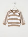 Teeny Weeny Stripe Knit Jumper, Stone & White product photo