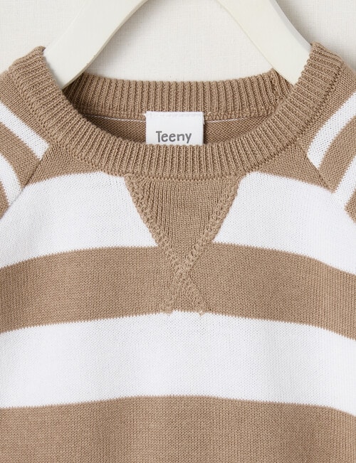 Teeny Weeny Stripe Knit Jumper, Stone & White product photo View 02 L