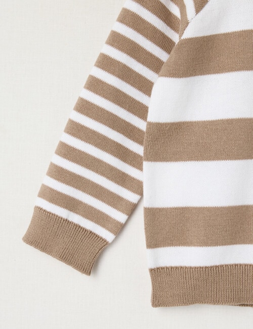 Teeny Weeny Stripe Knit Jumper, Stone & White product photo View 03 L