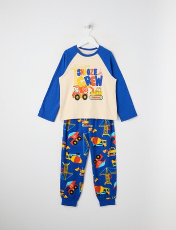 Sleep Mode Snooze Crew Knit Flannel PJ Set, Indigo, 2-8 product photo
