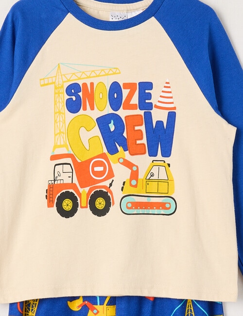 Sleep Mode Snooze Crew Knit Flannel PJ Set, Indigo, 2-8 product photo View 02 L