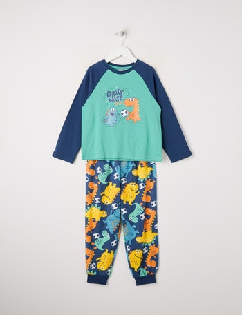 Sleep Mode Dino Skills Knit Flannel PJ Set, Dark Blue, 2-8 product photo