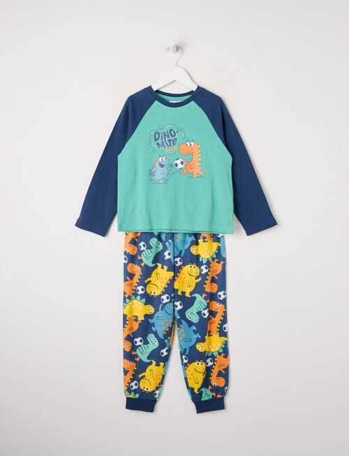 Sleep Mode Dino Skills Knit Flannel PJ Set, Dark Blue, 2-8 product photo