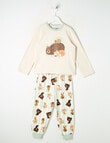 Sleep Mode Hibernate Knit & Flannel PJ Set, Blonde Wood Marle & Soft Grass, 2-8 product photo