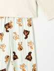 Sleep Mode Hibernate Knit & Flannel PJ Set, Blonde Wood Marle & Soft Grass, 2-8 product photo View 03 S