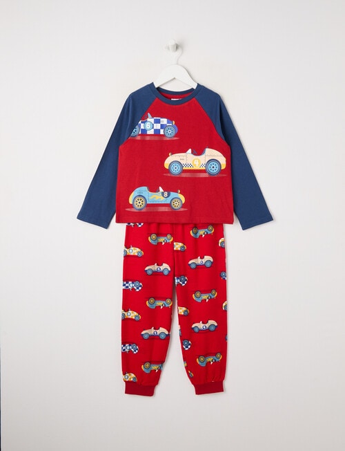 Sleep Mode Race Champ Knit Flannel PJ Set, Red, 2-8 product photo