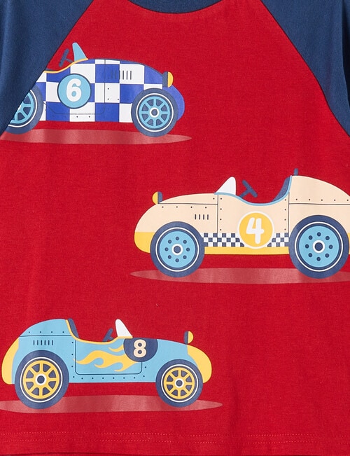 Sleep Mode Race Champ Knit Flannel PJ Set, Red, 2-8 product photo View 02 L
