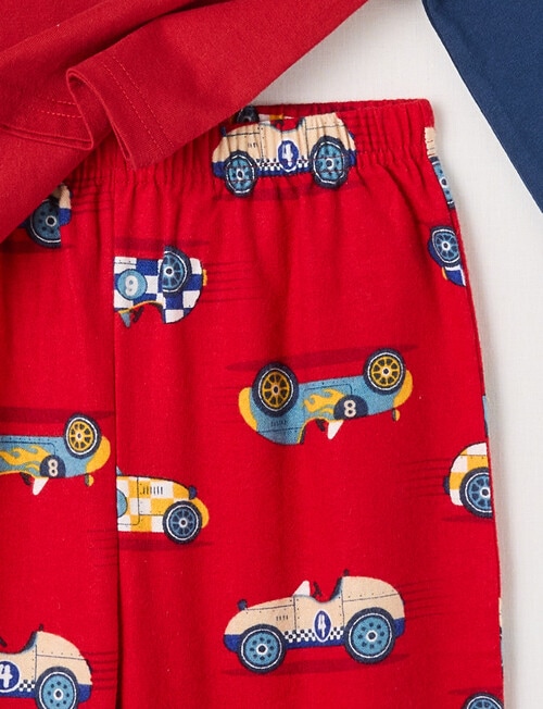 Sleep Mode Race Champ Knit Flannel PJ Set, Red, 2-8 product photo View 03 L