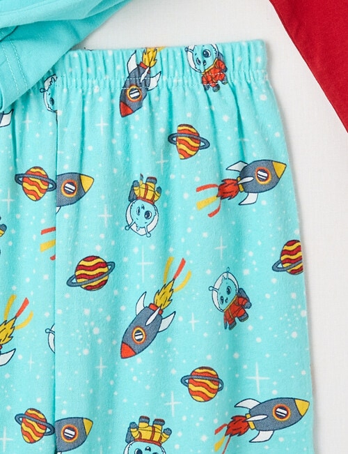 Sleep Mode Space Explorer Knit Flannel PJ Set, Aqua, 2-8 product photo View 03 L