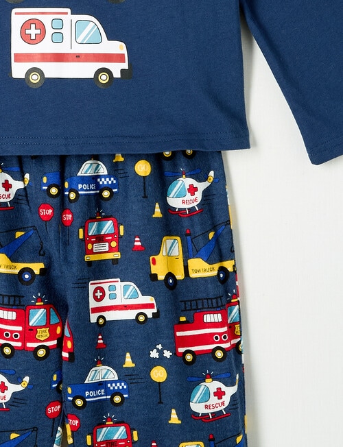 Sleep Mode Emergency Knit & Flannel PJ Set, Dark Blue, 2-8 product photo View 03 L