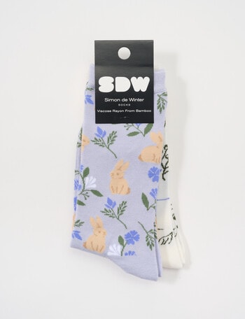 Simon De Winter Bunny Crew Sock, 2-Pack, Artic & Ivory product photo