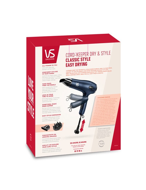 VS Sassoon Cord-Keeper Dry & Style Hair Dryer, VSD127A product photo View 05 L