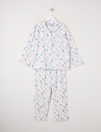 Sleep Mode Floral Flannel PJ Set, Vanilla, 2-8 product photo