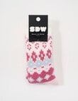Simon De Winter Fairsle Plush Home 3/4 Crew Socks, Blush product photo View 02 S