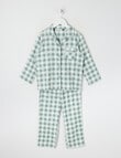 Sleep Mode Strawberry Gingham Flannel PJ Set, Green & Vanilla, 2-8 product photo