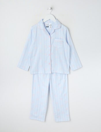 Sleep Mode Bows Flannel PJ Set, Blue, 2-8 product photo