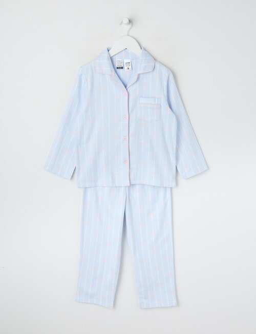Sleep Mode Bows Flannel PJ Set, Blue, 2-8 product photo