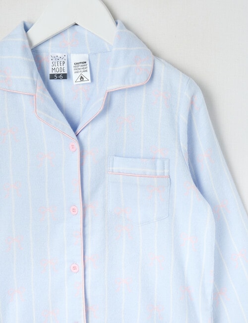 Sleep Mode Bows Flannel PJ Set, Blue, 2-8 product photo View 02 L