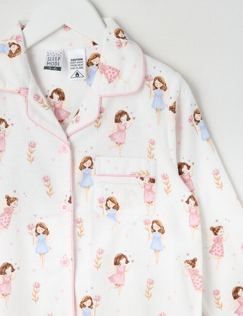 Sleep Mode Fairy Friends Flannel PJ Set, Vanilla, 2-8 product photo View 02 L