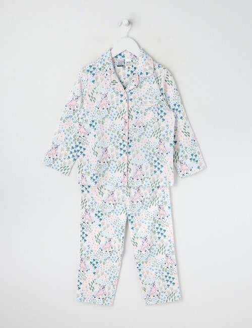 Sleep Mode Unicorn Garden Flannel PJ Set, Pink & Blue, 2-8 product photo