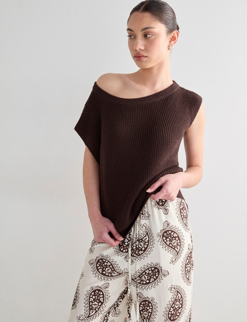 Mineral Mecca Asymmetric Sweater, Chocolate product photo