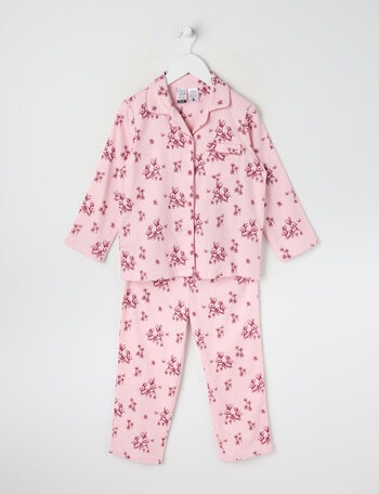 Sleep Mode Pink Bunny Flannel PJ Set, Pink, 2-8 product photo