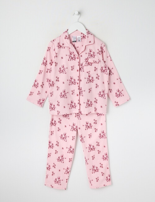 Sleep Mode Pink Bunny Flannel PJ Set, Pink, 2-8 product photo