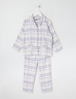 Sleep Mode Check Flannel PJ Set, Lilac & Vanilla, 2-8 product photo