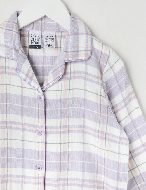 Sleep Mode Check Flannel PJ Set, Lilac & Vanilla, 2-8 product photo View 02 L
