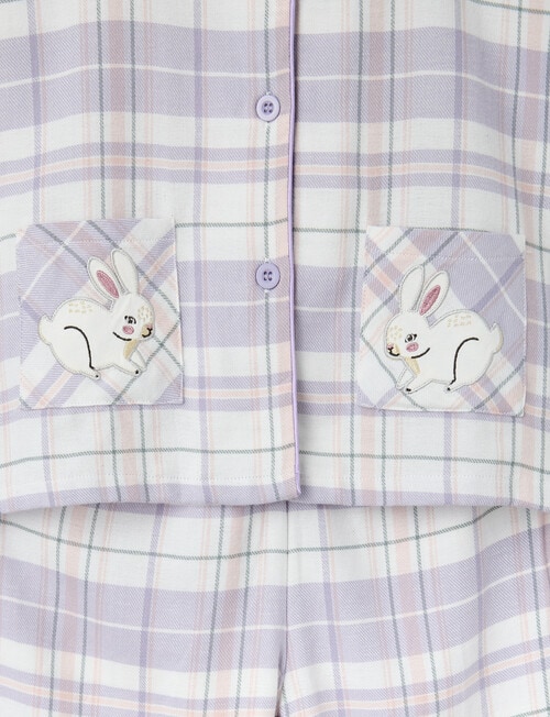 Sleep Mode Check Flannel PJ Set, Lilac & Vanilla, 2-8 product photo View 03 L